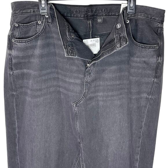 NWT AMERICAN EAGLE Women’s 90’d Highrise Black Denim Maxi Skirt 20 - Picture 4 of 5